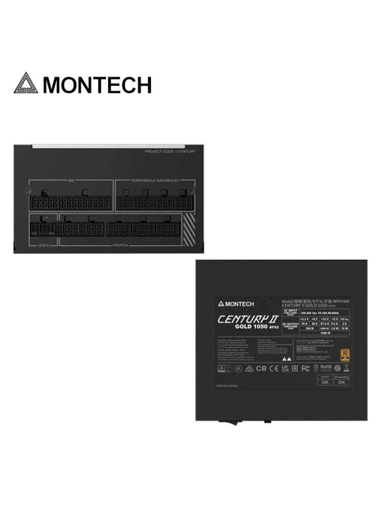 Fuente 1050W Montech Century II 80 Plus Gold