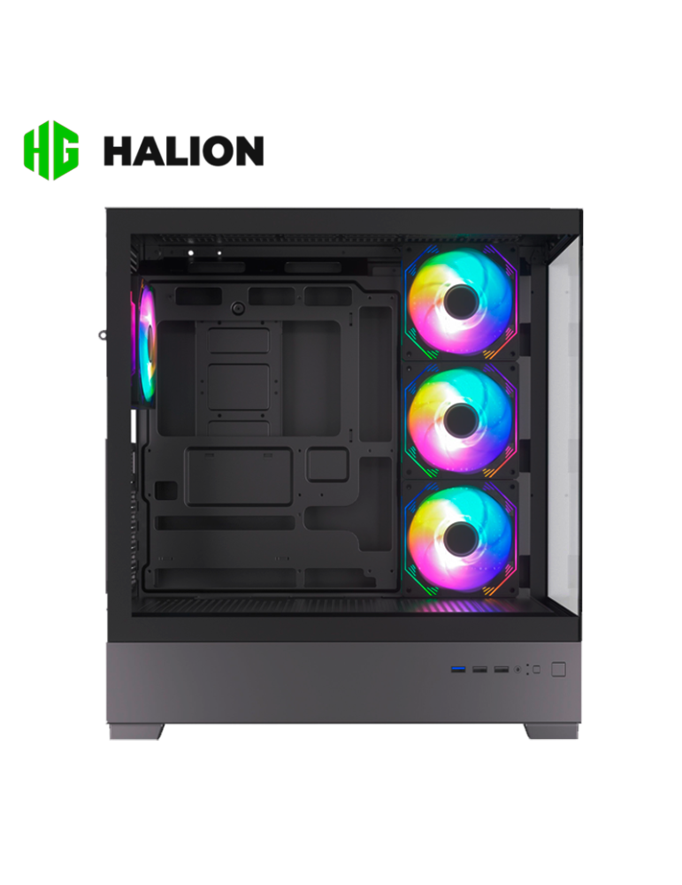 Case Halion Fish Tank Zeus M04 Vidrio Templado Black ARGB