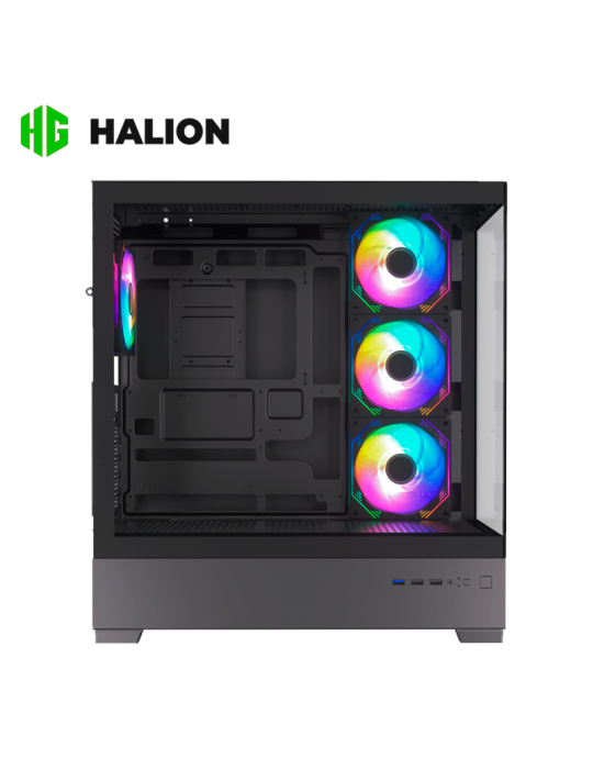 Case Halion Fish Tank Zeus M04 Vidrio Templado Black ARGB