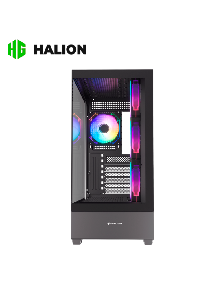 Case Halion Fish Tank Zeus M04 Vidrio Templado Black ARGB