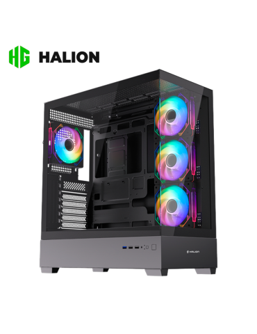 CASE HALION FISH TANK ZEUS M04 VIDRIO TEMPLADO BLACK ARGB
