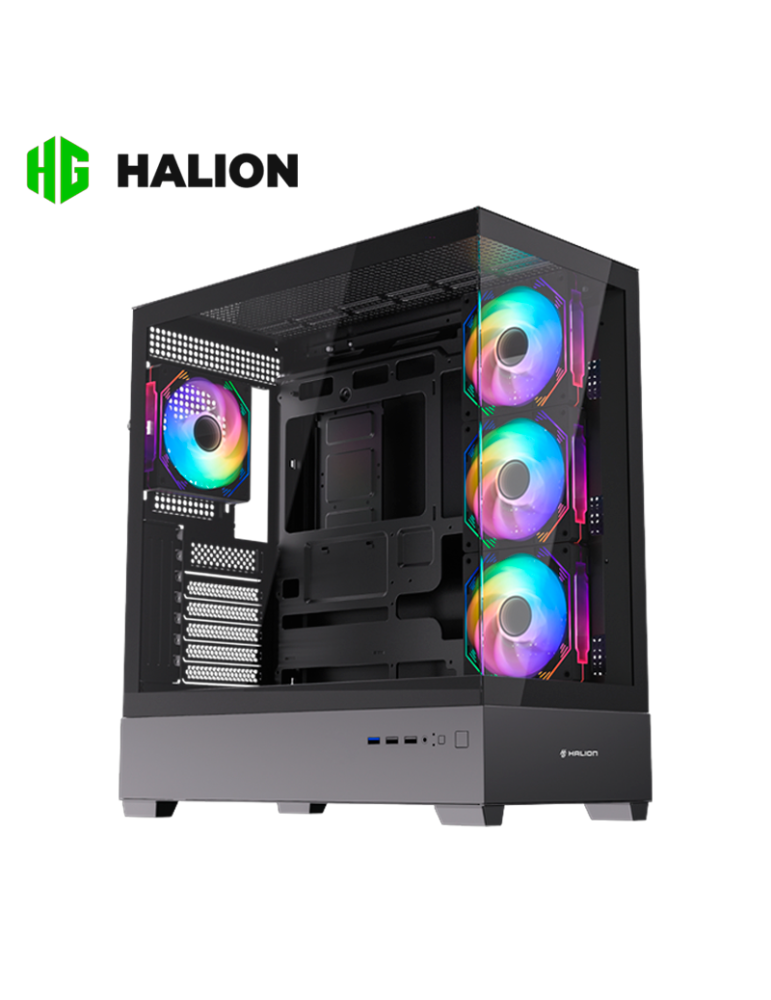 CASE HALION FISH TANK ZEUS M04 VIDRIO TEMPLADO BLACK ARGB