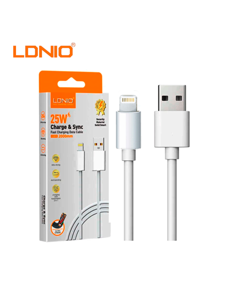 CABLE CARGA RAPIDA LDNIO USB-A A LIGHTNING 25W 1M (LS892)