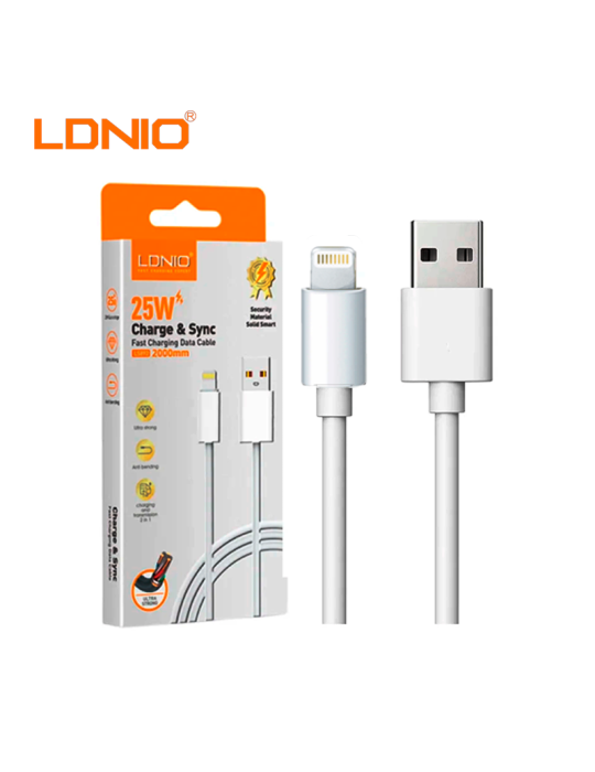 CABLE CARGA RAPIDA LDNIO USB-A A LIGHTNING 25W 1M (LS892)