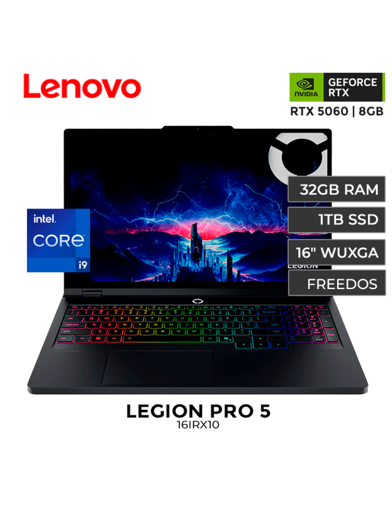 LAPTOP GAMER LENOVO LEGION PRO 5 16IRX10 CORE I9 14900HX 32GB 1TB RTX 5060 8GB 16" WIN11 (83NN0058LM)