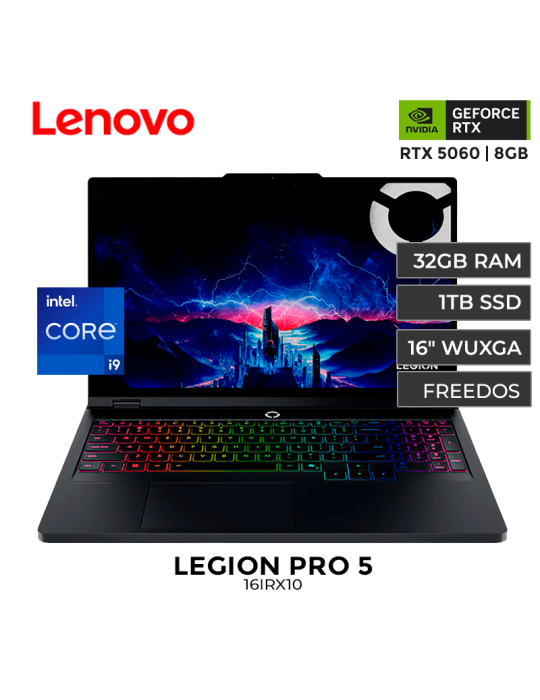 LAPTOP GAMER LENOVO LEGION PRO 5 16IRX10 CORE I9 14900HX 32GB 1TB RTX 5060 8GB 16" WIN11 (83NN0058LM)
