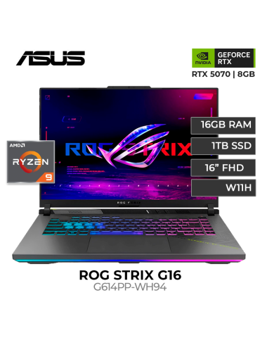 LAPTOP ASUS ROG STRIX G16 G614PP-WH94 RYZEN 9-8940HX 16GB 1TB SSD RTX 5070 8GB 16" W11 (90NR0L67-M004S0)