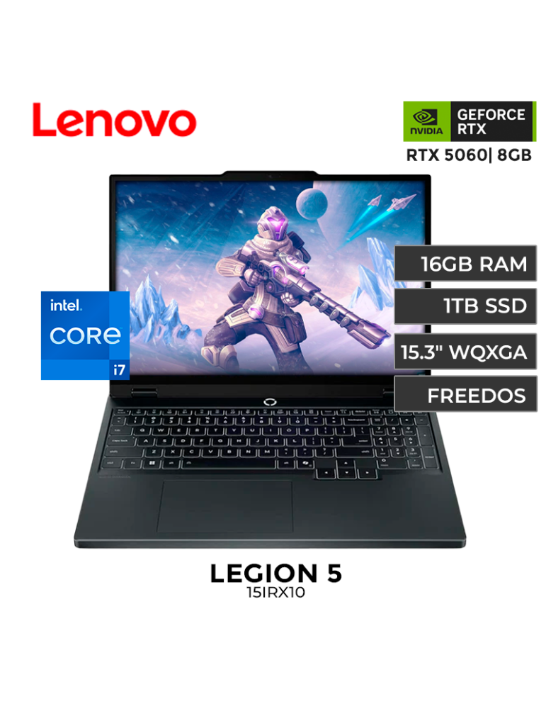 LAPTOP LENOVO LEGION 5 15IRX10 CORE I7-13650HX 16GB 1TB SSD RTX 5060 8GB 15.3" FREEDOS (83LY00SRLM)