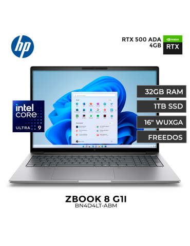 LAPTOP HP ZBOOK 8 G1I ULTRA 9-285H 32GB DDR5 1TB SSD RTX 500 ADA GGB 16" W11P (BN4D4LT-ABM)