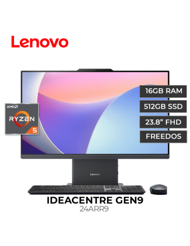 ALL IN ONE LENOVO IDEACENTRE GEN 9 24ARR9 AMD RYZEN 5-7535HS 16GB 512GB SSD 23.8" FREEDOS (F0HR005BLD)