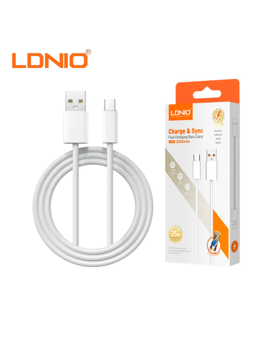 Cable Carga Rapida Ldnio USB A A USB C 25W 2M LS902