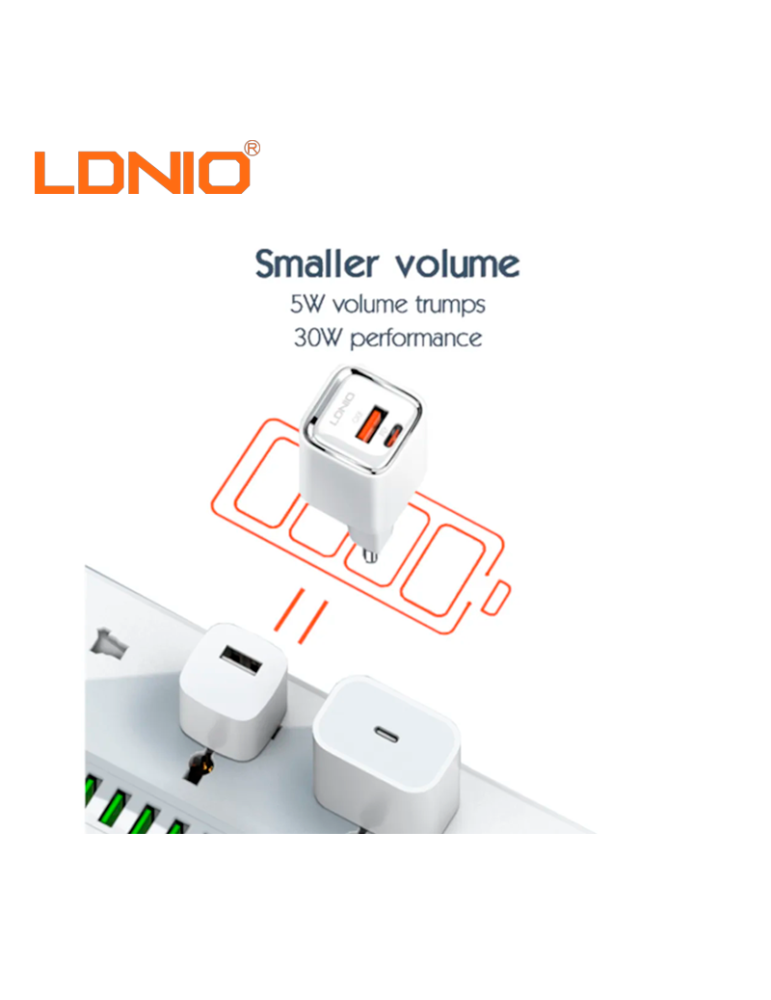 Cargador Ldnio Carga Rapida A2317C USB A USB C 30W White