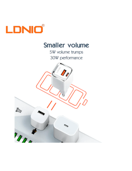 Cargador Ldnio Carga Rapida A2317C USB A USB C 30W White
