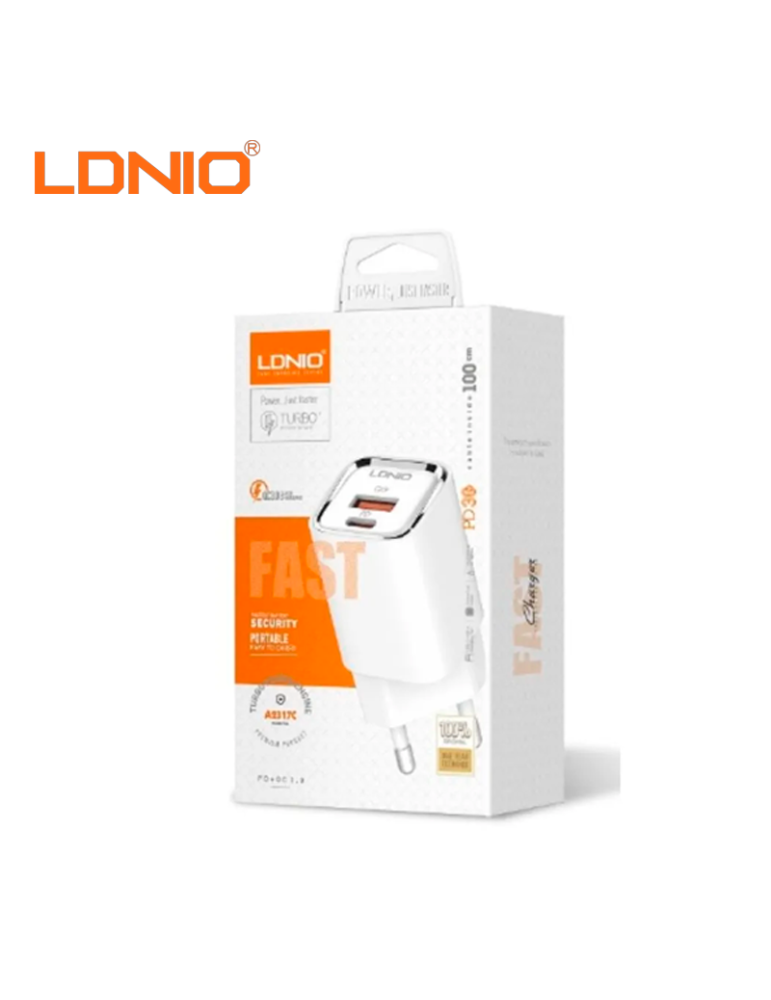 CARGADOR LDNIO CARGA RAPIDA A2317C USB-A USB-C 30W WHITE (A2317C)