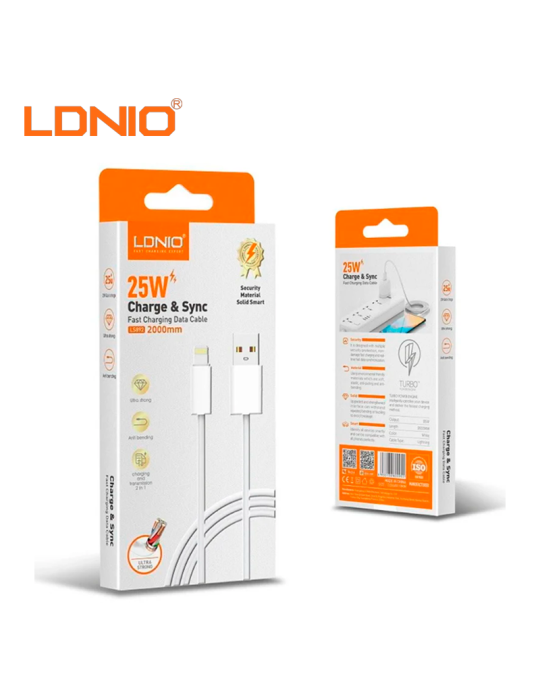 Cable Carga Rapida Ldnio USB-A A Linghtning 25W 2m LS892I