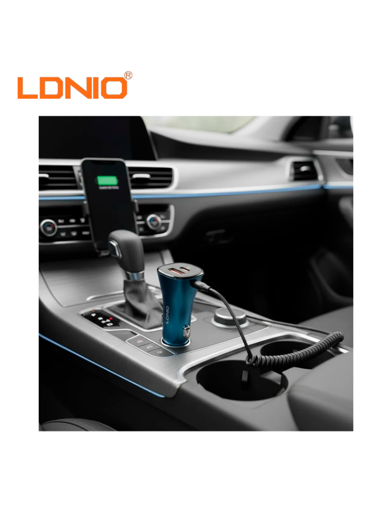 Cargador De Carro Ldnio C3 60W 1 USB C & USB A (C3)