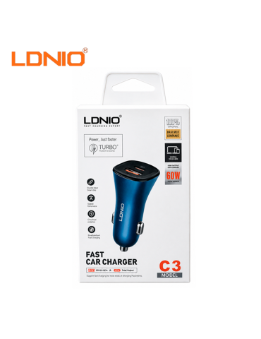 CARGADOR DE CARRO LDNIO C3 60W 1 USB-C & USB A (C3)