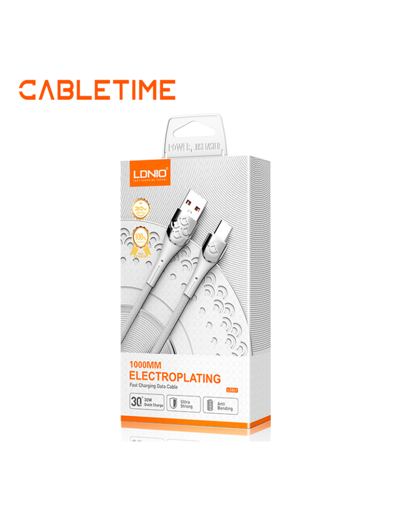 CABLE CARGA RAPIDA LDNIO USB-A A USB-C 30W 1M (LS861)