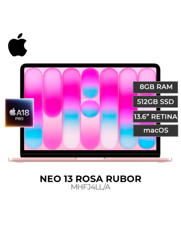 MACBOOK APPLE NEO 8GB 512GB SSD 13" LIQUID RETINA ROSA RUBOR (MHFJ4LL/A)