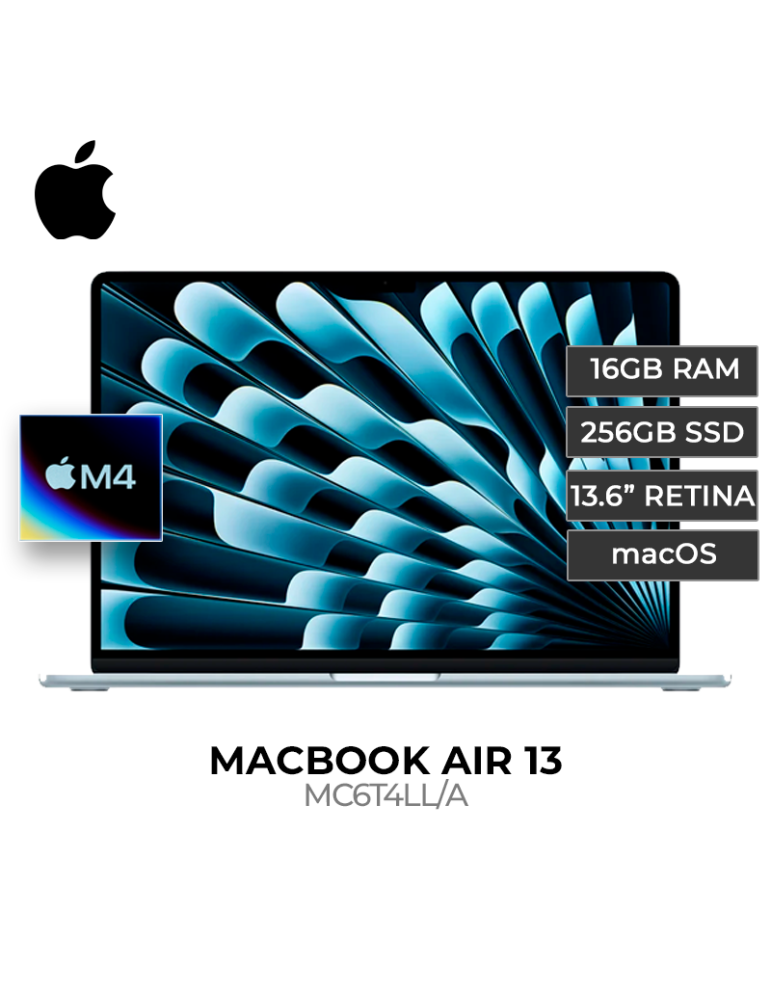 MACBOOK APPLE AIR 13 CHIP M4 16GB SSD 256GB 13.6" SKY BLUE (MC6T4LL/A)