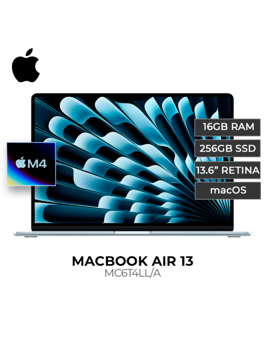 MACBOOK APPLE AIR 13 CHIP M4 16GB SSD 256GB 13.6" SKY BLUE (MC6T4LL/A)