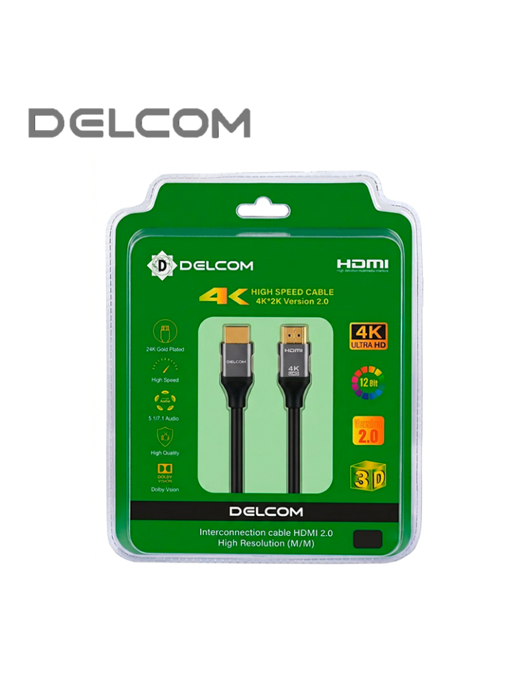 Cable Delcom Hdmi A Hdmi 5mt 4K V2.0 DCHD042