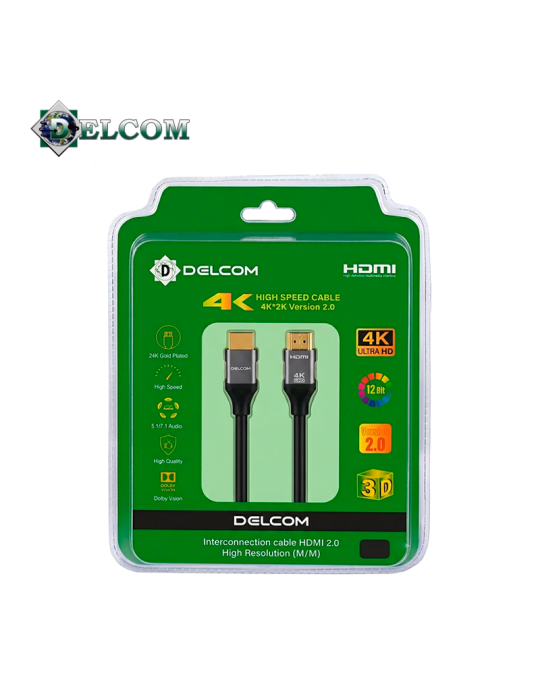 CABLE DELCOM HDMI A HDMI 1.8MT 4K V2.0 (DCHD040)