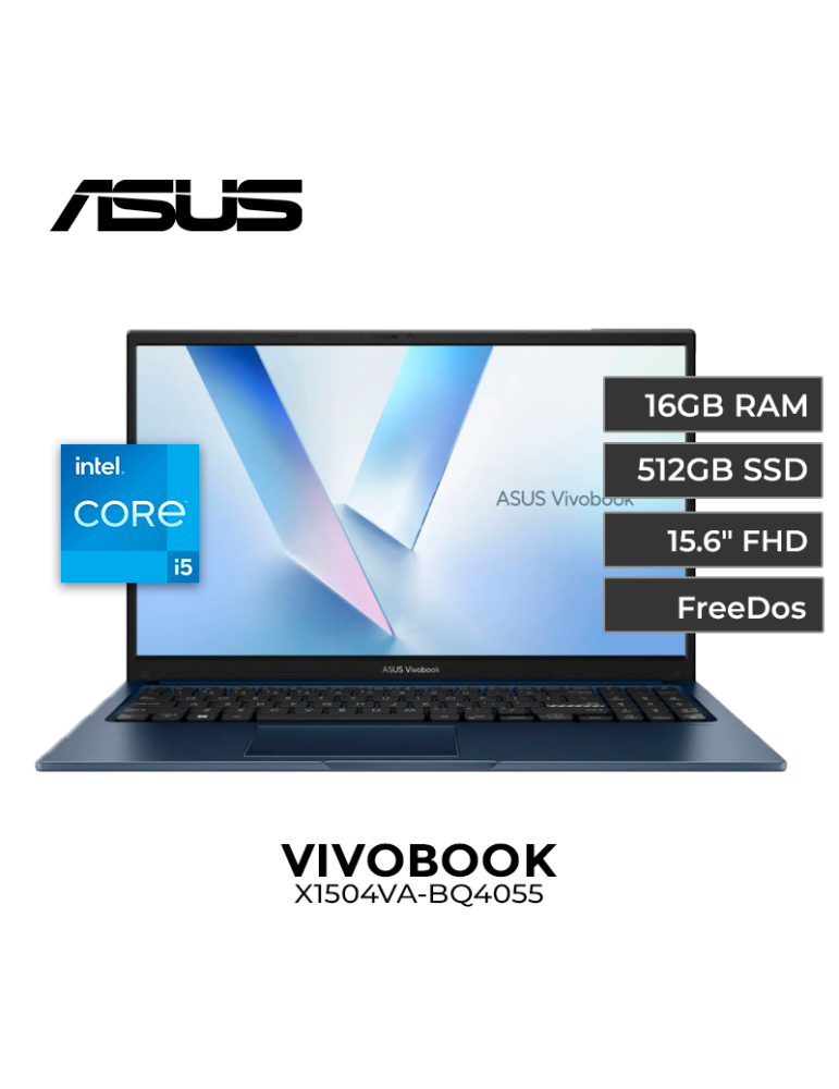 LAPTOP ASUS VIVOBOOK X1504VA-BQ4055 CORE 5-120U 16GB DDR4 512GB SSD 15.6" FREEDOS (90NB13Y1-M02E90)