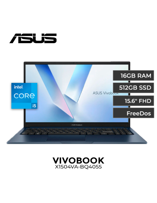 LAPTOP ASUS VIVOBOOK X1504VA-BQ4055 CORE 5-120U 16GB DDR4 512GB SSD 15.6" FREEDOS (90NB13Y1-M02E90)