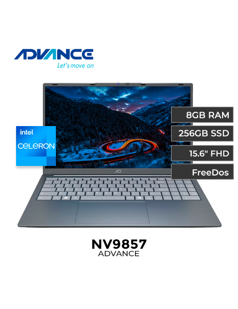 LAPTOP ADVANCE CELERON N4500 NV9857 8GB 256GB 15.6¨ FREEDOS (NV9857)